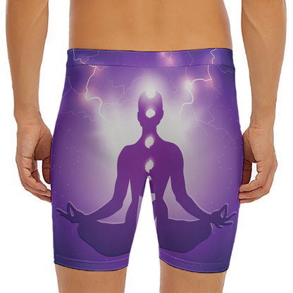 Power Of Seven Chakras Print Men's Long Boxer Briefs