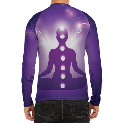 Power Of Seven Chakras Print Men's Long Sleeve Rash Guard