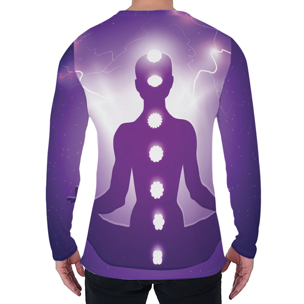 Power Of Seven Chakras Print Men's Long Sleeve T-Shirt