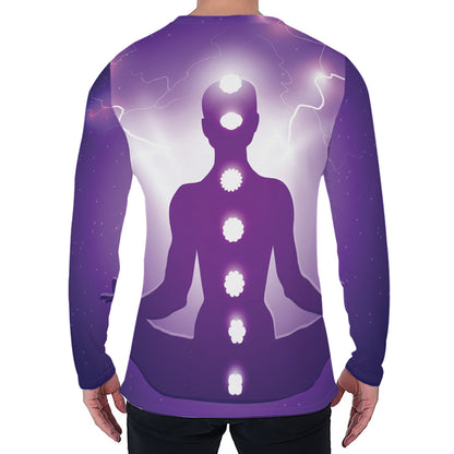 Power Of Seven Chakras Print Men's Long Sleeve T-Shirt