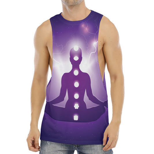Power Of Seven Chakras Print Men's Muscle Tank Top