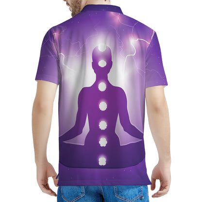 Power Of Seven Chakras Print Men's Polo Shirt