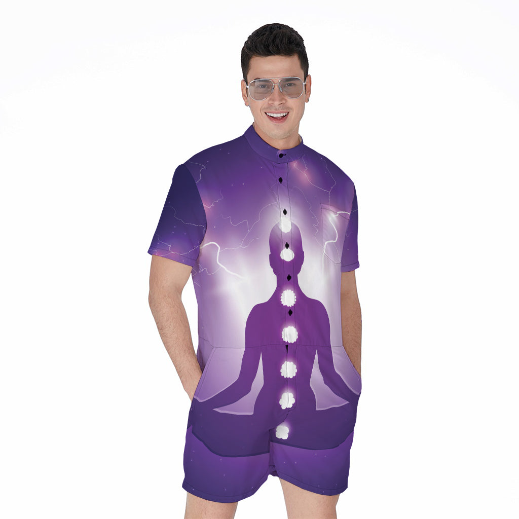 Power Of Seven Chakras Print Men's Rompers