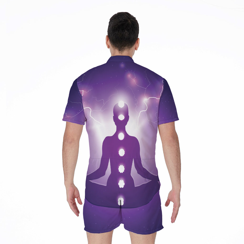 Power Of Seven Chakras Print Men's Rompers