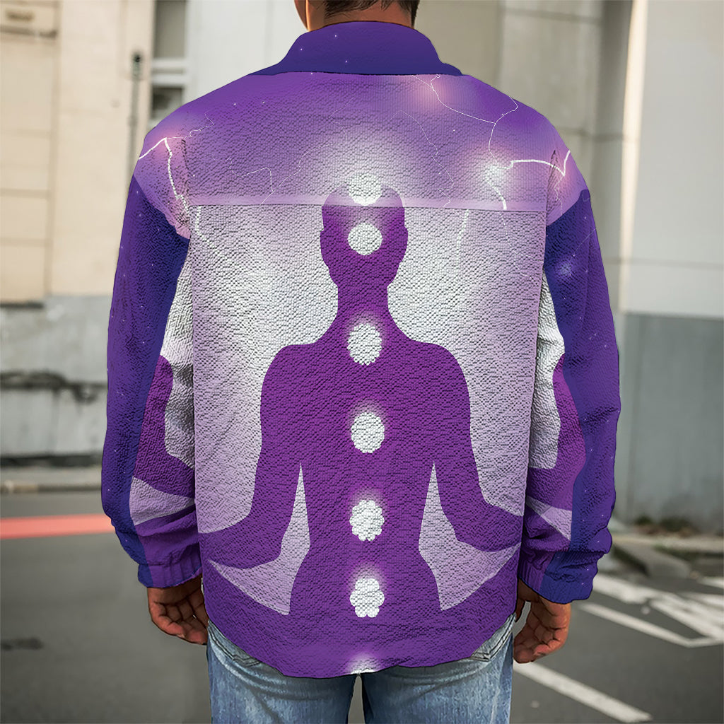 Power Of Seven Chakras Print Men's Shirt Jacket