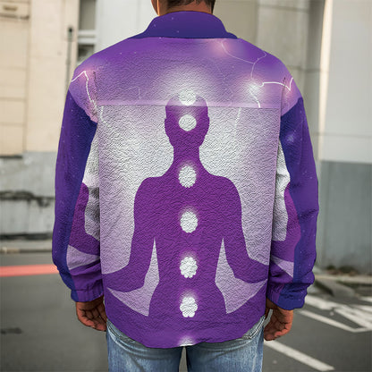 Power Of Seven Chakras Print Men's Shirt Jacket