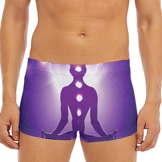 Power Of Seven Chakras Print Men's Short Boxer Briefs
