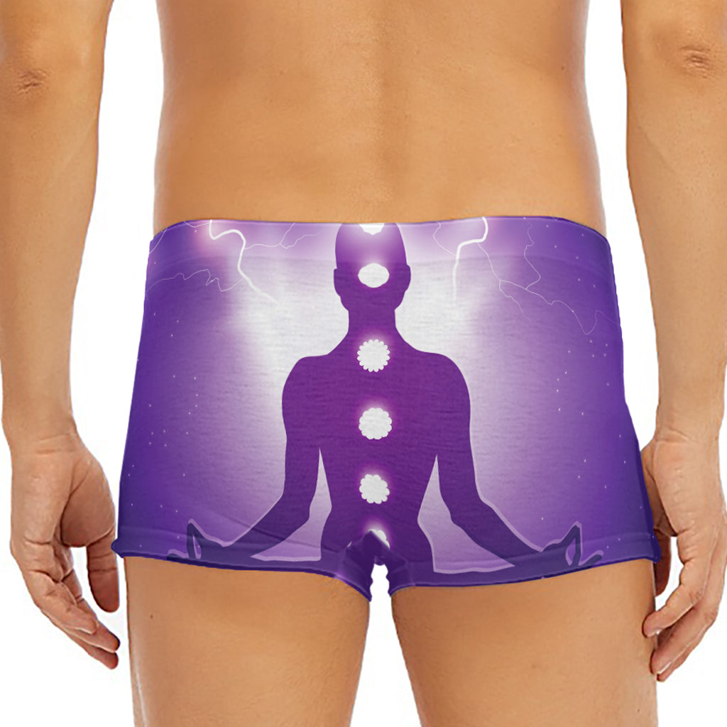 Power Of Seven Chakras Print Men's Short Boxer Briefs