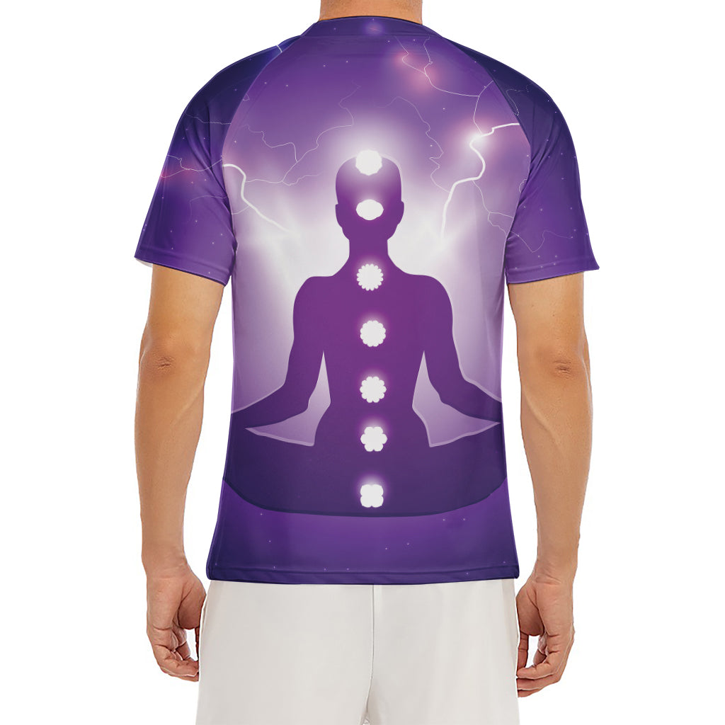 Power Of Seven Chakras Print Men's Short Sleeve Rash Guard