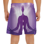 Power Of Seven Chakras Print Men's Split Running Shorts