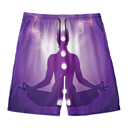 Power Of Seven Chakras Print Men's Swim Trunks