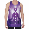 Power Of Seven Chakras Print Men's Velvet Tank Top