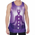 Power Of Seven Chakras Print Men's Velvet Tank Top