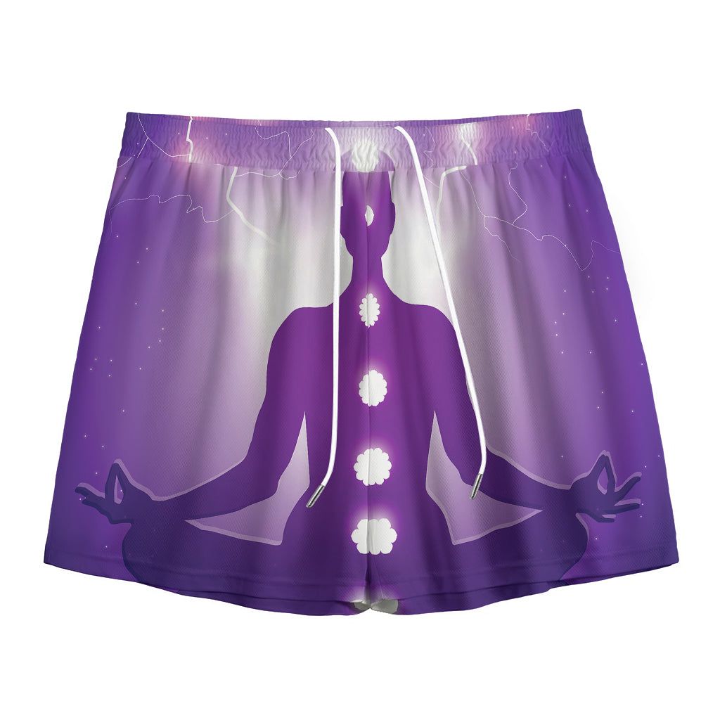 Power Of Seven Chakras Print Mesh Shorts