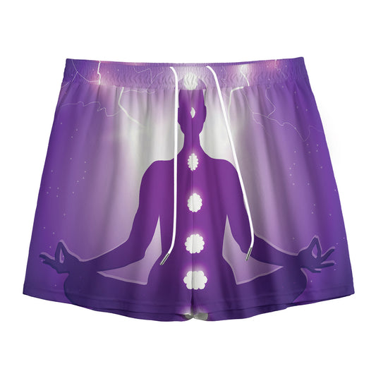 Power Of Seven Chakras Print Mesh Shorts