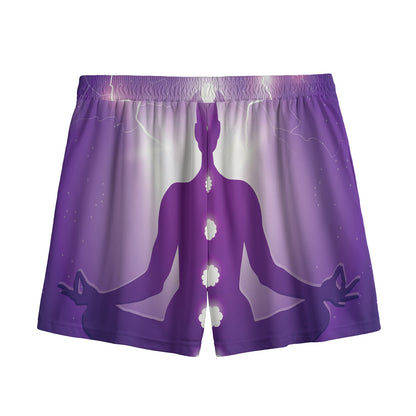 Power Of Seven Chakras Print Mesh Shorts