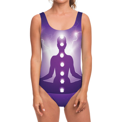 Power Of Seven Chakras Print One Piece Swimsuit