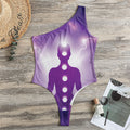 Power Of Seven Chakras Print One Shoulder Bodysuit