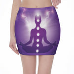 Power Of Seven Chakras Print Pencil Mini Skirt