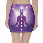 Power Of Seven Chakras Print Pencil Mini Skirt