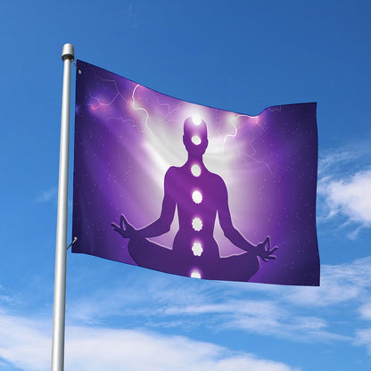 Power Of Seven Chakras Print Polyester Flag