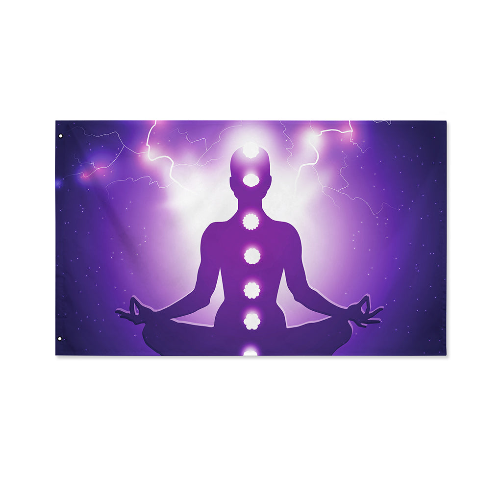 Power Of Seven Chakras Print Polyester Flag