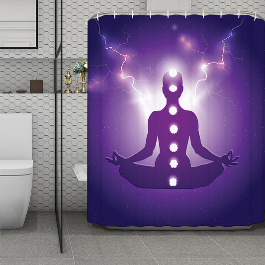 Power Of Seven Chakras Print Polyester Shower Curtain