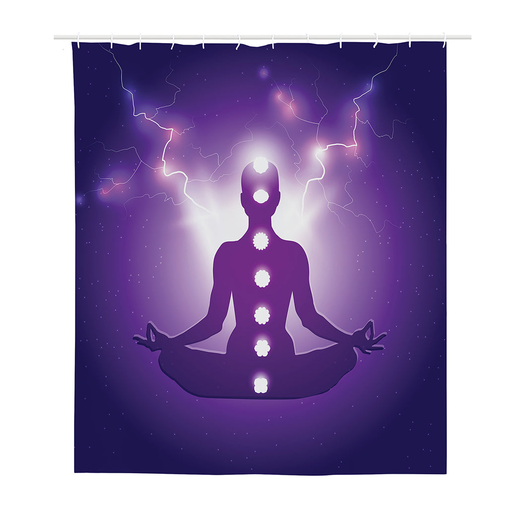 Power Of Seven Chakras Print Polyester Shower Curtain
