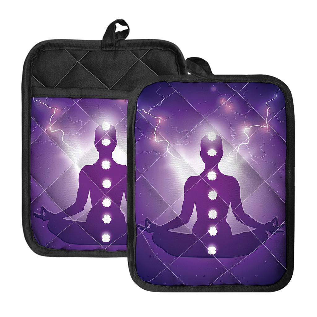 Power Of Seven Chakras Print Pot Holders With Pocket