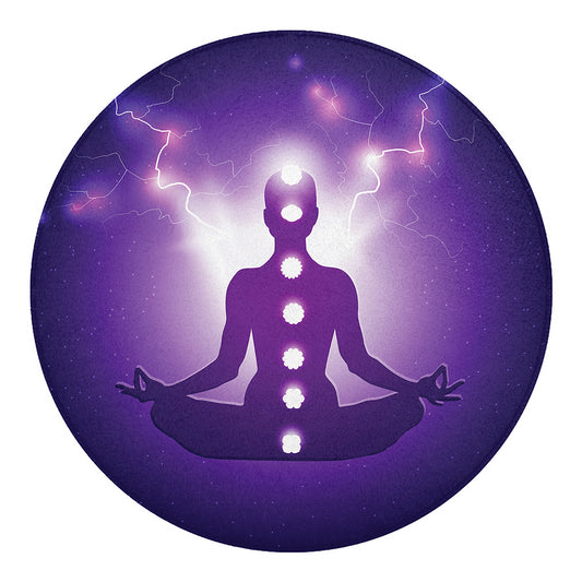 Power Of Seven Chakras Print Round Blanket