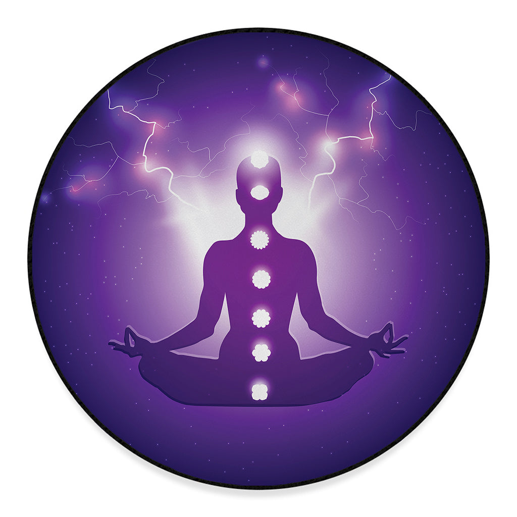 Power Of Seven Chakras Print Round Floor Mat