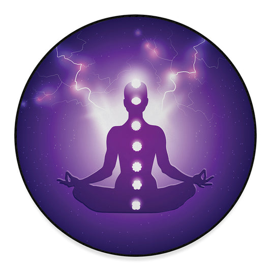 Power Of Seven Chakras Print Round Floor Mat
