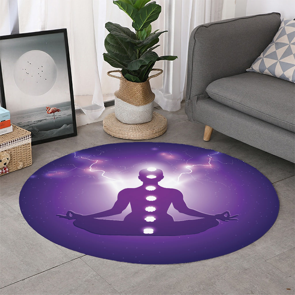 Power Of Seven Chakras Print Round Rug