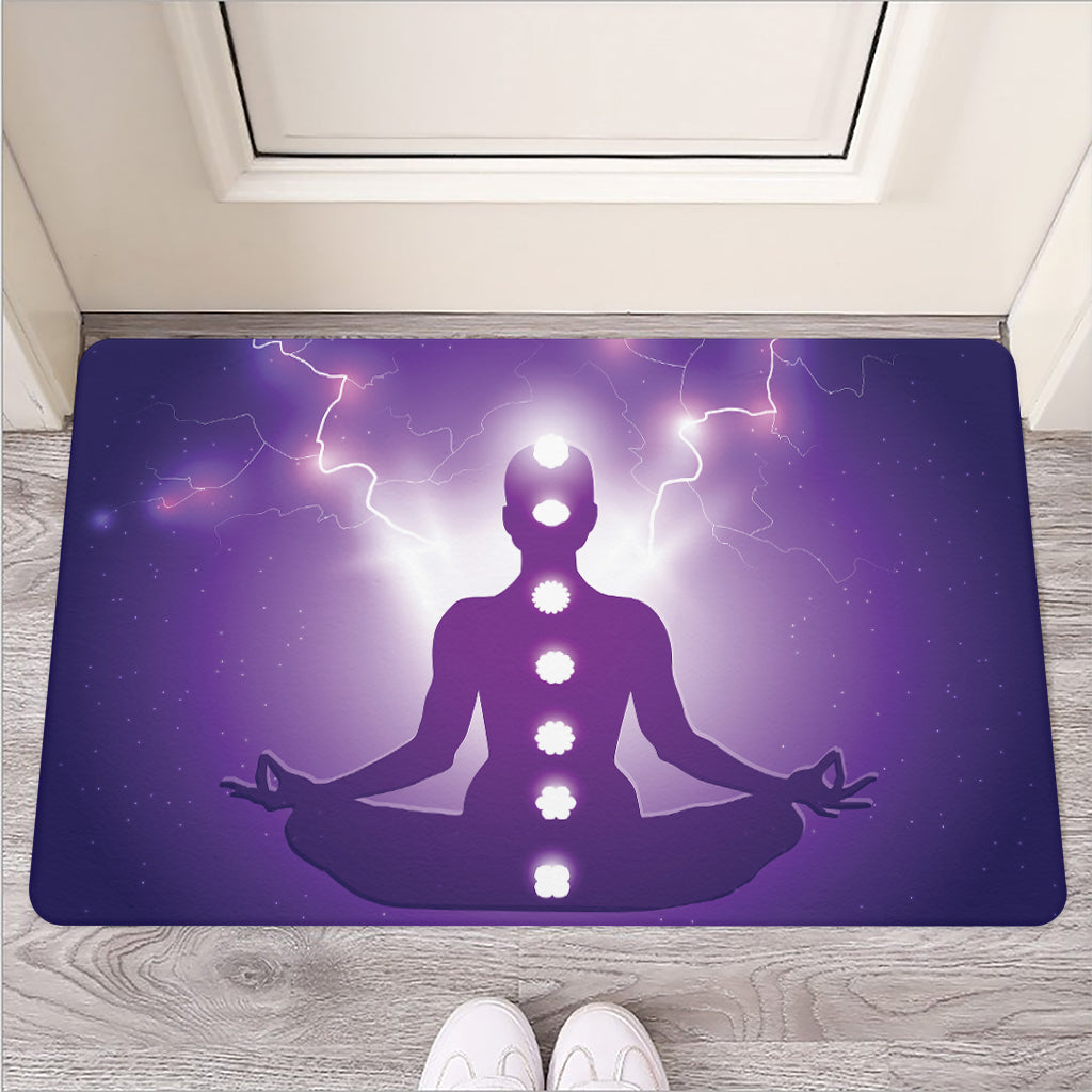 Power Of Seven Chakras Print Rubber Doormat