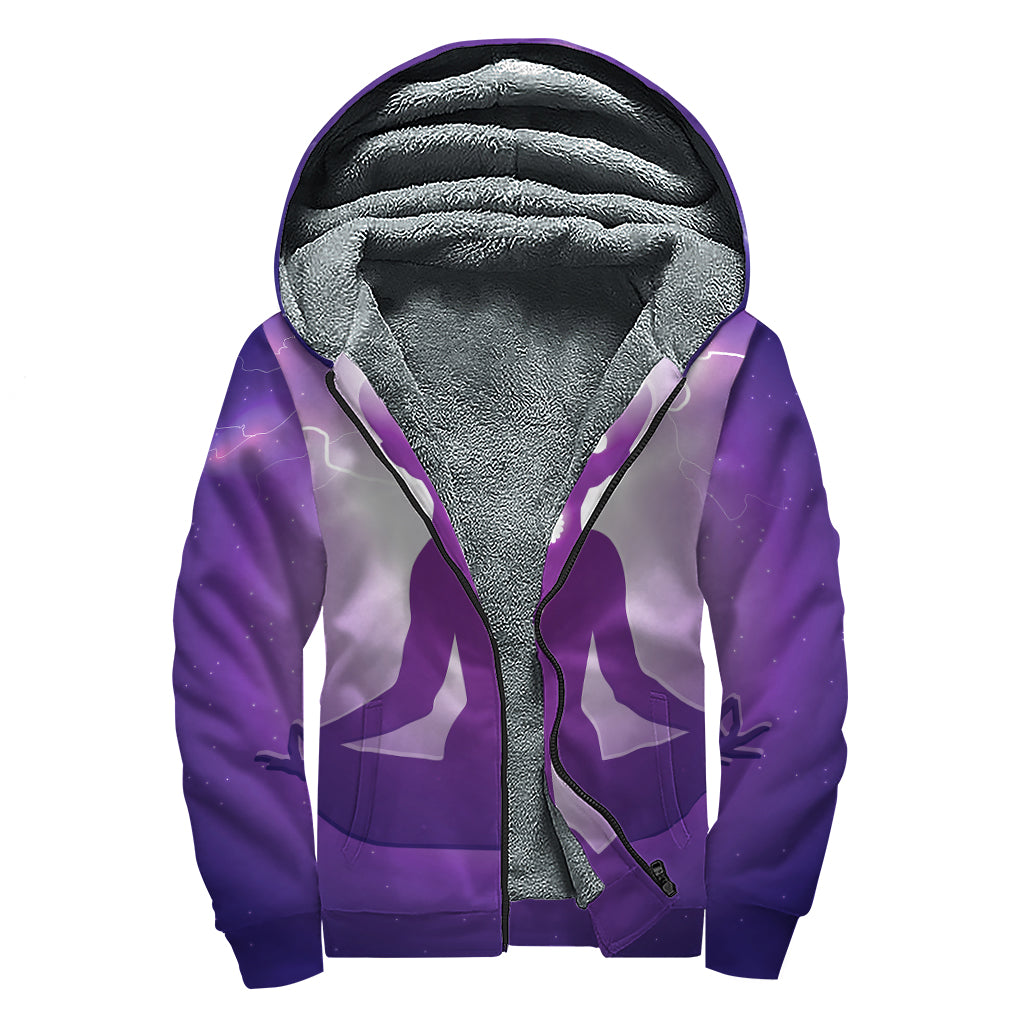 Power Of Seven Chakras Print Sherpa Lined Zip Up Hoodie
