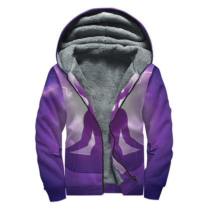 Power Of Seven Chakras Print Sherpa Lined Zip Up Hoodie