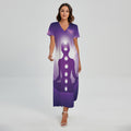 Power Of Seven Chakras Print Short Sleeve Maxi Dress