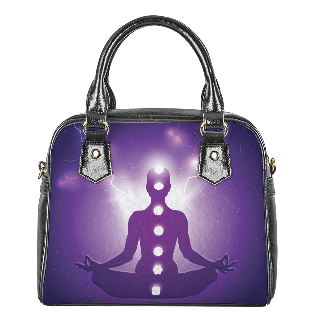 Power Of Seven Chakras Print Shoulder Handbag
