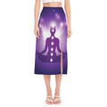 Power Of Seven Chakras Print Side Slit Midi Skirt