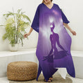 Power Of Seven Chakras Print Silk V-Neck Kaftan Dress