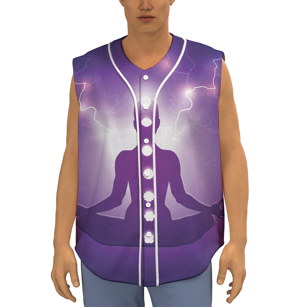 Power Of Seven Chakras Print Sleeveless Baseball Jersey