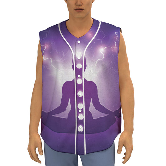 Power Of Seven Chakras Print Sleeveless Baseball Jersey