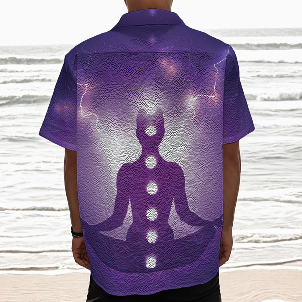 Power Of Seven Chakras Print Textured Short Sleeve Shirt