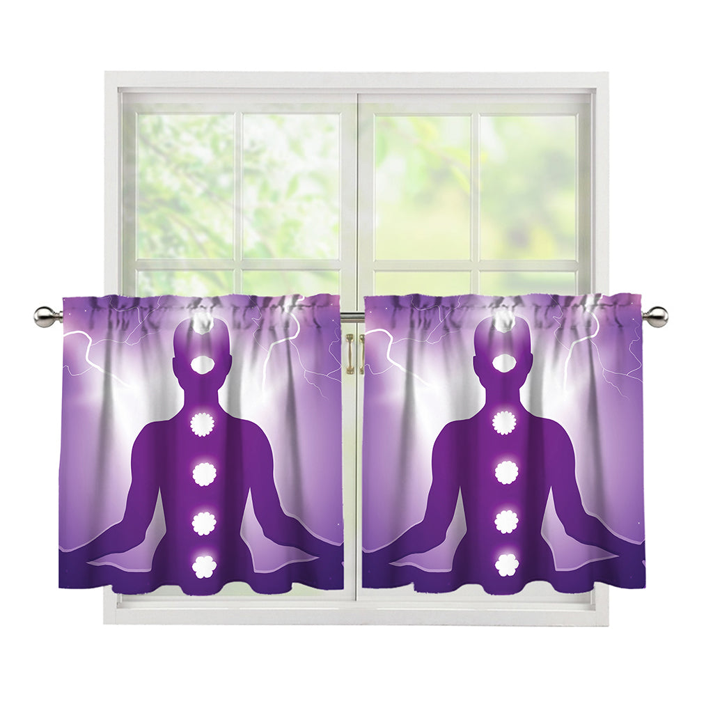 Power Of Seven Chakras Print Tier Curtains