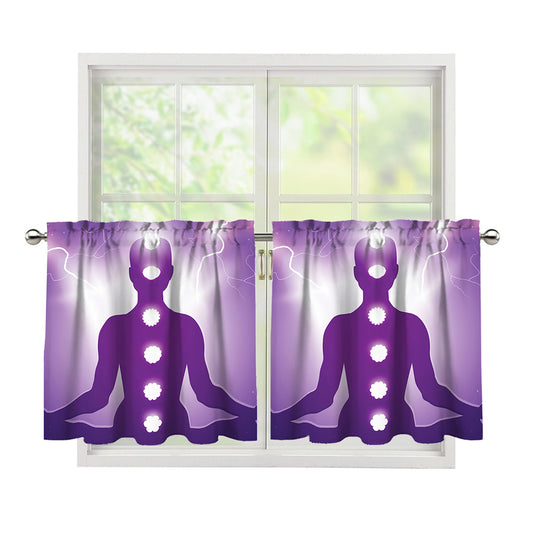 Power Of Seven Chakras Print Tier Curtains