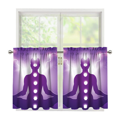 Power Of Seven Chakras Print Tier Curtains