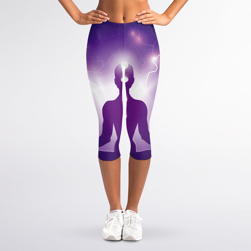 Power Of Seven Chakras Print Women's Capri Leggings
