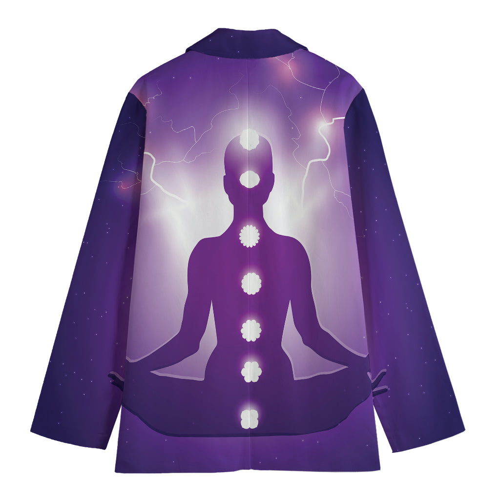 Power Of Seven Chakras Print Women's Cotton Blazer