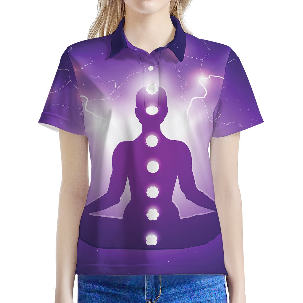 Power Of Seven Chakras Print Women's Polo Shirt