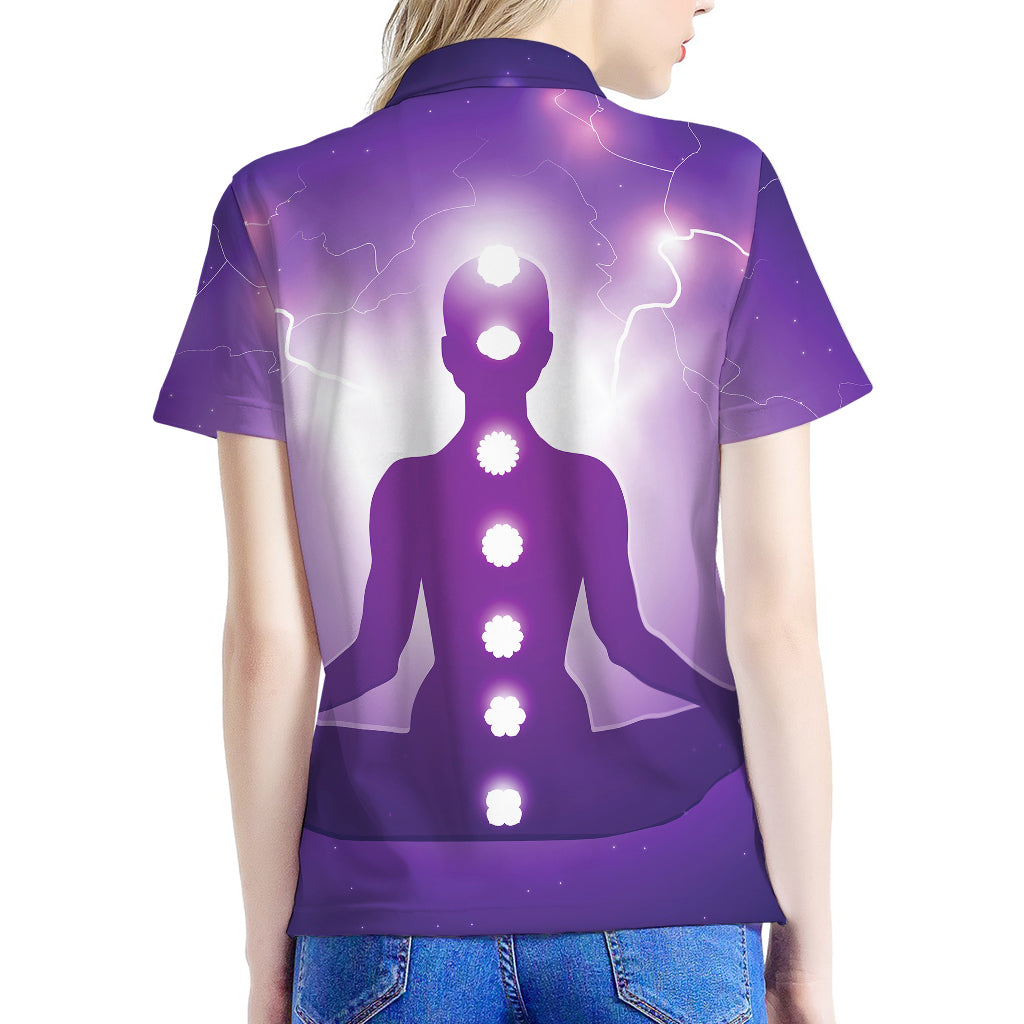 Power Of Seven Chakras Print Women's Polo Shirt